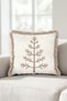 Ecru Pine Tree Christmas-Patterned Tasseled Cushion Cover - Bohemian New Year's Decor Tasseled Pillowcase - 6