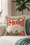 Merry Christmas Cream-Colored New Year's Patterned Tasseled Cushion Cover—Xmas Decoration Fringed Cushion Cover - 3