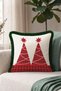 Red Pine New Year's Patterned Tasseled Cushion Cover - Plaid New Year's Green Fringed Pillowcase - 8