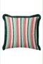 Red-Striped New Year's Decoration Cushion Cover with Tassels—New Year's Decor Green Fringed Pillowcase - 4