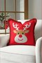 Cute Red Reindeer New Year's Decoration Cushion Cover with Tassels - New Year's Burgundy Fringed Pillowcase - 8