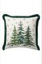 Cream Pine Christmas-Patterned Tasseled Cushion Cover—Rustic New Year's Decor Green Fringed Pillowcase - 6