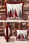 Red Pine Christmas-Patterned Tasseled Cushion Cover—Plaid New Year's Decoration Fringed Pillowcase - 2