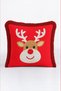 Cute Red Reindeer New Year's Decoration Cushion Cover with Tassels - New Year's Burgundy Fringed Pillowcase - 6
