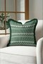Cream-Colored Pine Tree New Year's Patterned Tasseled Cushion Cover - New Year's Decor Green Fringed Pillowcase - 3