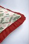 Ecru Pine Christmas-Patterned Tasseled Cushion Cover - With Bow Detail Christmas Decorative Fringed Pillowcase - 7