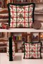 Beige Plaid New Year's Patterned Tasseled Cushion Cover - New Year's Decoration with Pinecones and Fringed Pillowcase - 2