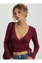 Burgundy Wrap-Style Cardigan with Side-Tie Detail - 2