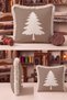 Pine Tree and Taupe Color New Year's Patterned Tasseled Cushion Cover - Simple New Year's Decor Fringed Pillowcase - 2