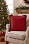 Red Snowflake New Year's Patterned Tasseled Cushion Cover - New Year's Gift Fringed Pillowcase