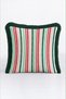 Red-Striped New Year's Decoration Cushion Cover with Tassels—New Year's Decor Green Fringed Pillowcase - 5