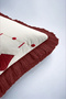 Red Socks New Year's Patterned Tasseled Cushion Cover - Plaid New Year's Burgundy Fringed Pillowcase - 3