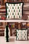 Cream-Colored Pine Tree Christmas Ornament Tasseled Cushion Cover - New Year's Decor Green Fringed Cushion Cover - 2