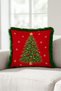 Red Pine Tree New Year's Patterned Tasseled Cushion Cover - New Year's Decoration Green Pillowcase - 6