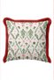 Ecru Pine Christmas-Patterned Tasseled Cushion Cover - With Bow Detail Christmas Decorative Fringed Pillowcase - 4