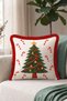 Green Fir Tree New Year's Patterned Tasseled Pillowcase - New Year's Decoration Fringed Pillowcase - 7