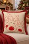 Cream-Colored Deer New Year's Decoration Tasseled Cushion Cover - New Year's Gift Fringed Pillowcase