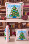 Green Fir Tree New Year's Patterned Tasseled Cushion Cover—New Year's Decor Pink Fringed Pillowcase - 2