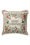 Merry Christmas Cream-Colored New Year's Patterned Tasseled Cushion Cover—Xmas Decoration Fringed Cushion Cover - 4