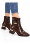 Women's Stylish Zip-Up Boots with a Pointed Toe, Thick Heel, and Shiny Pattern