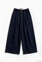 Navy Blue Elasticated Hem Pleated Wide-Leg Pants - 2
