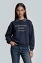Embroidery Detailed Sweatshirt Navy Blue - 4