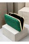 Green Lace Women's Evening Clutch Bag with Gold Accents and a Thick Chain Strap for Weddings and Engagements - 4