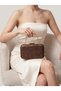 Brown Lace Women's Evening Clutch Bag with Gold Accents, Strappy Chain Strap, and Handle—Perfect for Weddings and Engagements