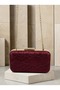 Burgundy Lace Women's Evening Clutch Bag with Gold Accents, Strappy Chain Strap, and Handle—Perfect for Weddings and Engagements - 8