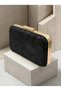 Black Lace Women's Evening Clutch Bag with Gold Accents and Chain Strap for Weddings and Engagement Parties - 2