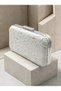 White Lace Women's Evening Clutch Bag with Silver Accents and Chain Strap for Weddings and Engagement Parties - 2