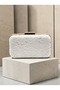 White Lace Women's Evening Clutch Bag with Gold Accents and Chain Strap for Weddings and Engagements - 3