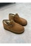 Women's Taba Suede Thick Sole Buckled Fur-Trimmed Short Boots by Guyn - 5