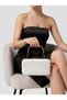 White Lace Women's Evening Clutch Bag with Gold Accents, Strappy Chain Strap, and Handle—Perfect for Weddings and Engagement Parties