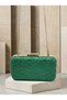 Green Lace Women's Evening Clutch Bag with Gold Accents and a Thick Chain Strap for Weddings and Engagements - 8