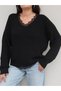 Lace Detailed V-Neck Knitwear Sweater - 2