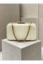 Ecru Lace Women's Evening Clutch Bag with Gold Accents and a Thick Chain Strap for Weddings and Engagements - 3