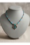 Handmade Necklace with Natural Turquoise Stones and a Nepalese Tip—Special Design