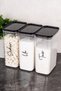 Set of 3, 3000 ml Black Vacuum-Sealed Transparent Acrylic Food Storage Containers with Labels for Tea, Sugar, Flour, and Salt - 2