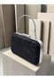 Black Lace Women's Evening Clutch Bag with Strappy Chain Strap, Silver Accents, and Handle—Perfect for Weddings and Engagement Parties - 4
