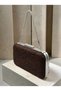 Brown Lace Women's Evening Clutch Bag with Silver Accents and a Thick Chain Strap for Weddings and Engagements - 5