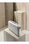 Silver-Gray Lace Women's Evening Clutch Bag with Silver Accents and a Thick Chain Strap for Weddings and Engagements - 6