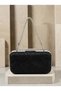Black Lace Women's Evening Clutch Bag with Silver Accents and a Thick Chain Strap for Weddings and Engagements - 7
