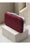 Burgundy Lace Women's Evening Clutch Bag with Silver Accents and Chain Strap for Weddings and Engagement Parties
