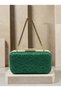 Green Lace Women's Evening Clutch Bag with Gold Accents and a Thick Chain Strap for Weddings and Engagements - 7