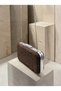 Brown Lace Women's Evening Clutch Bag with Silver Accents and a Thick Chain Strap for Weddings and Engagements - 6