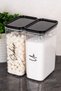Set of 2, 3000 ml Black Vacuum-Sealed Transparent Acrylic Mica Food Storage Containers with Labels for Tea, Sugar, Flour, and Salt