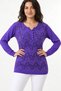 Women's Collar Button Detailed Stone Printed Long Sleeve Glittery Knitwear Blouse - 3