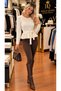 Women's Long-Sleeved Knit Blouse with a Tie-Detail and Ruffle Detail - 2