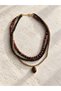 Brown Crystal Beaded Three-Row Design Rox Necklace - 2